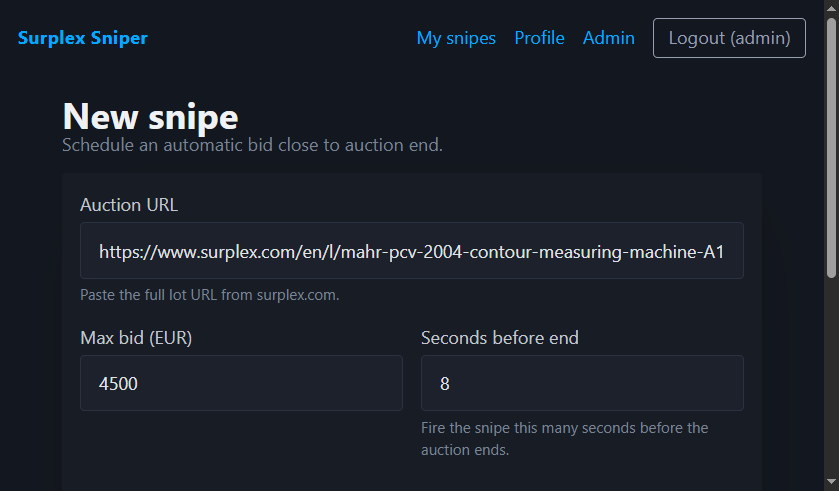 Заполненная форма